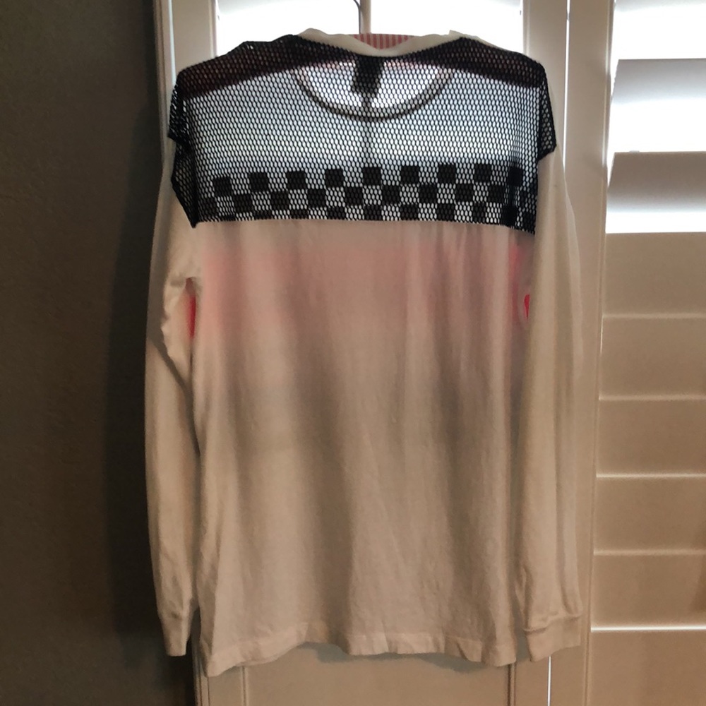 NWOT PINK New York City checkered print mesh accent long sleeve tee RARE - Picture 6 of 8